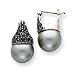 Sterling Silver Marcasite and Simulated Pearl Hoop Earrings