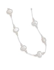 White Baroque 10mm Pearl Necklace on White Silk