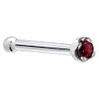 Solid 18KT White Gold 1.5mm Genuine Red Diamond Nose Bone - 18 Gauge