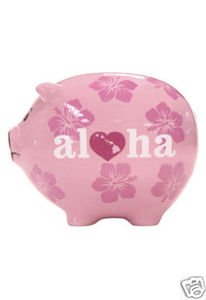 Hawaiian Coin Banks Heart of Hawaii Aloha Pink