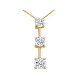 Diamond Pendants: Very Popular 1/4ct Three Diamond Pendant in 14k
Yellow Gold