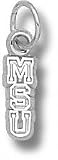 Mississippi State Bulldogs Solid Sterling Silver Vertical ''MSU'' 3/8'' Pendant