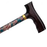 Folding Cane - Paisley. This Walking Cane has push button height adjustment and a weight capacity of 250 lbs. Comfortable Fritz Handle is designed for arthritis sufferers.