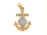 14K YELLOW GOLD CHARM PENDANT W/DIAMONDS - ANCHOR