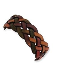Sterling Silver Wide Multi-Colored Leather Bracelet QG1817-7"