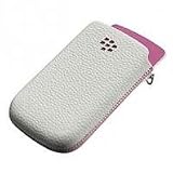 Original OEM White (with Pink accents) Leather Pocket Pouch Case for Blackberry 9800 Torch