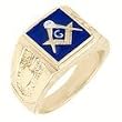 Blue Square Masons Masonic Ring 18kt Gold EP Size 9-14 Lifetime Guarantee M126