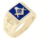 Blue Square Masons Masonic Ring 18kt Gold EP Size 9-14 Lifetime Guarantee M126