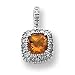 14k White Gold Citrine and Diamond Pendant