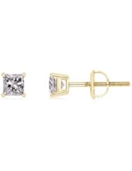 0.75 ct Solitaire Diamond Stud Earrings in Yellow Gold