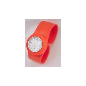 GSI Quality Waterproof Silicone Gel Sporty Wrist Band Watch - Wide Face With Analog Dial Style, For Children And Sports - Orange