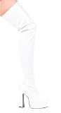 Shoes 5 Inch Chunky Heel Thigh High Stretch Boots (White;8)