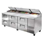 TRUE Refrigeration TPP-93D-2 - 2-Drawer 2-Door Pizza Prep Table w/ Cutting Board, 30.9-cu ft