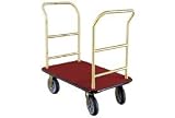 Bellman Hotel Truck 40x25 Satin Brass 2 Handle, Burdundy Carpet, Rubber Wheels