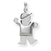 14k White Gold Puffed Boy with Hat on Left Engraveable Charm - JewelryWeb