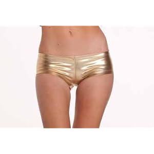 Buy 1st Fantasies BLACK SHINY Lycra Fabric Booty Shorts (Shown in Gold) by Everyday Lingerie