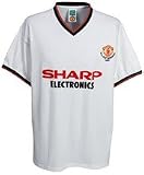 Score Draw Official Retro Manchester United 1983 FA Cup Winners Away Men’s Retro Football Shirt – White, Small