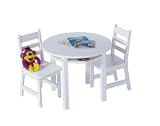 Child's Round White Table Set with 2 Chairs