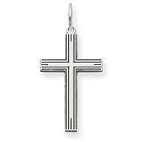 14k White Gold Laser Designed Cross Pendant