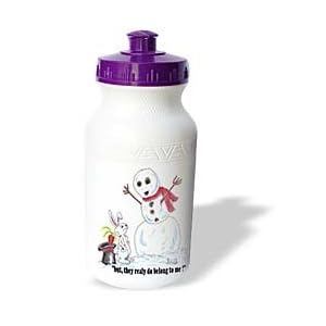 Rich Diesslins Cartoon Days of Christmas TCDC - Kevin Edler Cartoon with a Snowman and Rabbit - Water Bottles