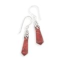 Red Sponge Coral Obelisk Sterling Silver Earrings