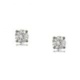 14K White Gold Solitaire Earrings w Natural Diamonds