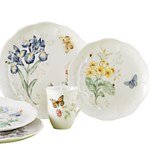 Lenox Butterfly Meadow Fine Bone Porcelain 12-Piece Dinnerware Set, Service for 4