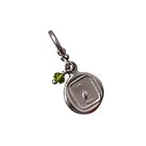 Dove Charm with Peridot Peace Bead Sterling Silver - Victorian Wax Seal Collection