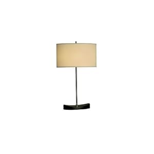 Nova Lighting 10664 Sella Table Lamp, Dark Wiped Wood and Chrome with White Linen Shade by