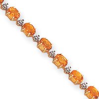 14k Fancy Diamond Citrine Bracelet - 7 Inch - Lobster Claw by JewelryWeb