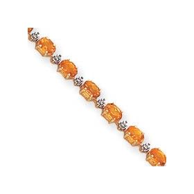 14k Fancy Diamond Citrine Bracelet - 7 Inch - Lobster Claw by