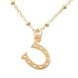 Small Lucky Horseshoe Pendant in Gold Vermeil on a 16" Gold Filled Saturn Chain, #8019