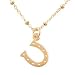 Small Lucky Horseshoe Pendant in Gold Vermeil on a 16" Gold Filled Saturn Chain, #8019