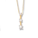14K Yellow Gold 3-Stone Rbc Diamond Necklace D.25ctw 18