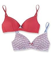 2 Pack Angel Striped Non-Wired Bras