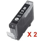2 X CLI-8BK Black Compatible Printer Ink Cartridges for Canon Pixma ip6700D - Latest Chip installed. Ready to Use. - Izzibuyer