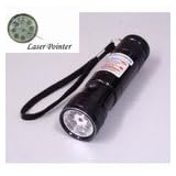 8 LED + 1 Laser Pointer Flashlight, Black by DLEG