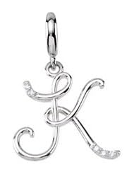 Script Inital Charm Sterling Silver "V" 85556