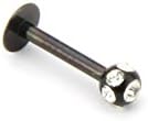 Multi Stone Black Steel Labret Monroe Piercing - Chin Piercing - 16G - 1.2mm - 8mm In Length