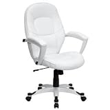 Eco-Friendly White Leather Mid-Back Executive Office Chair