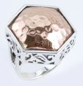 Barse Sterling Silver Hammered Copper Hexagon 