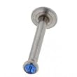 STAINLESS STEEL MONROE WITH BLUE CZ Gauge: 16, Ball Size: , Length: 8mm Sold as a Pair