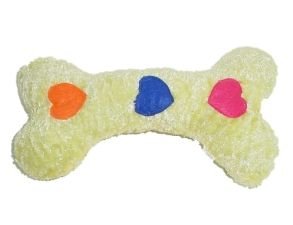 Dog Squeak Toy Plush Bone with Hearts