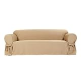 Brush Twill 100% Cotton Slipcover, Sofa, Khaki by SmartBargains