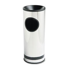 Safco Reflections Ash-N-Trash Sand Urn, 3 Gallons, 25 3/4in. H, Black/Chrome