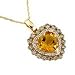 14K White Gold Diamond and Brown Daimond Heart Shaped Citrine Necklace