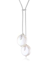 Sterling Silver 16.0-16.5mm Coin Freshwater Cultured Pearl Necklace, 16.5"