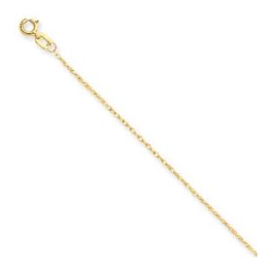 14K Carded Cable Rope Chain Necklace - 16 Inch - 0.7mm - Spring Ring