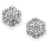 Review   / 10K White Gold 1/2 ct. Baguette Diamond Cluster Earrings