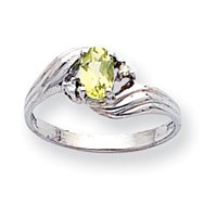 14k White Gold .03ct Diamond and Peridot Birthstone Ring - JewelryWeb